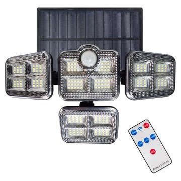LED Solarni reflektor sa senzorom za pokret i dan/noć LED/30W/3,7V 2400 mAh IP47 + Daljinski upravljač
