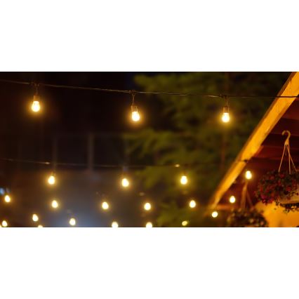 LED Prigušivi solarni spoljni lancem PARTY 10xE27/3,7V 10 m IP44 + Daljinski upravljač