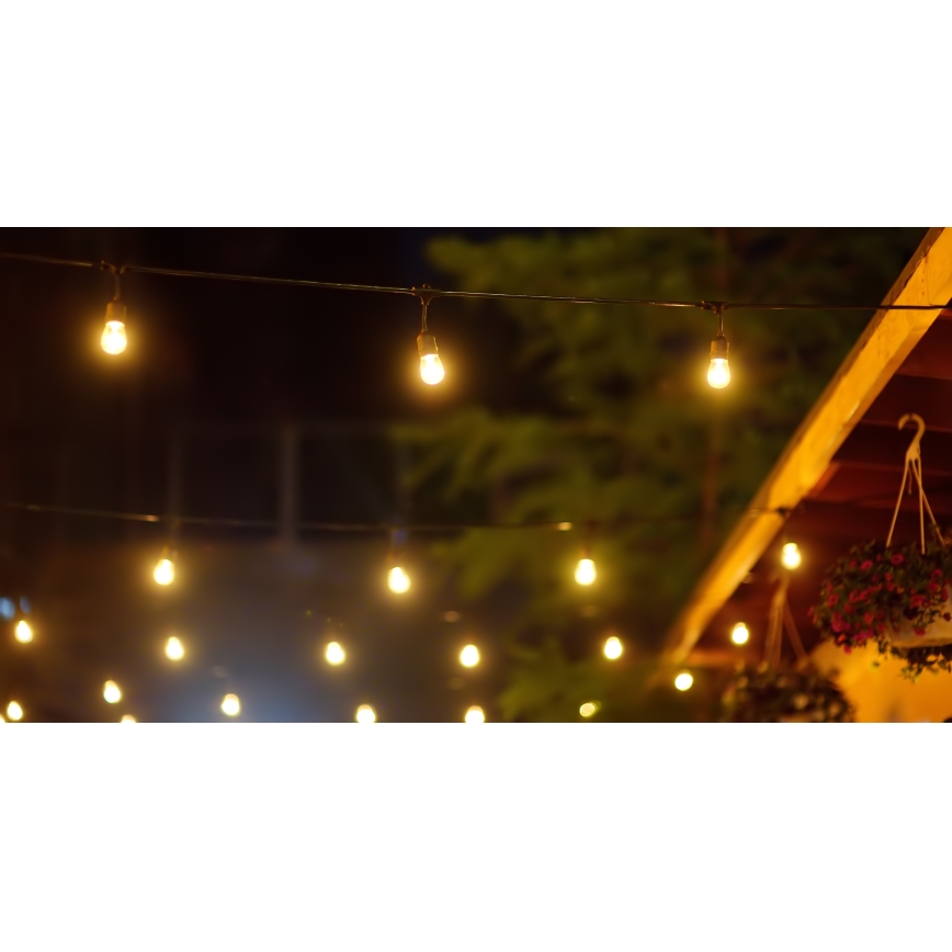 LED Prigušivi solarni spoljni lancem PARTY 10xE27/3,7V 10 m IP44 + Daljinski upravljač