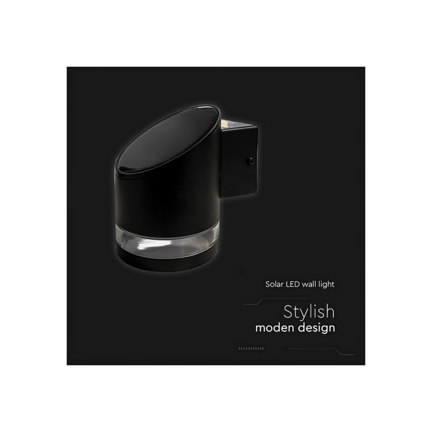 LED solarno spoljašnje zidno svetlo LED/1W/3,7V 3000K IP54 1200 mAh crna