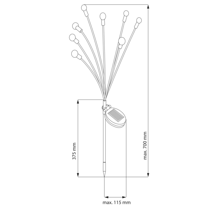 LED Solarno svetlo FIORINI 8xLED/1,2V 600mAh IP44 crno