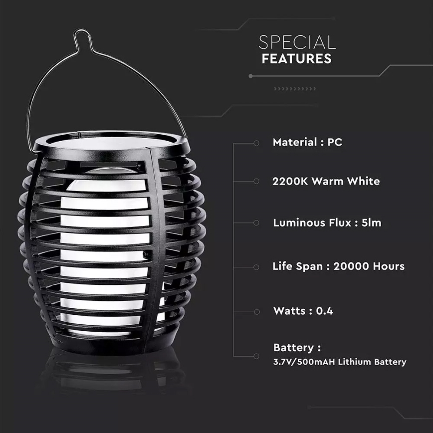 LED Solarno svetlo FLAME 4u1 1xLED/0,45W/3,7V IP44 500 mAh