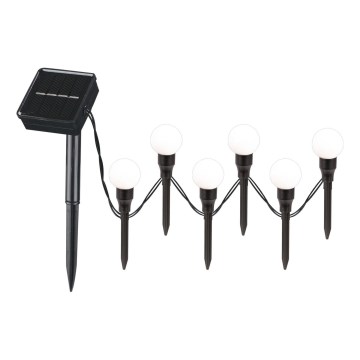 LED Solarno svetlo KULKI 6xLED/1,2V 600 mAh 4,3 m IP44 crna/bela