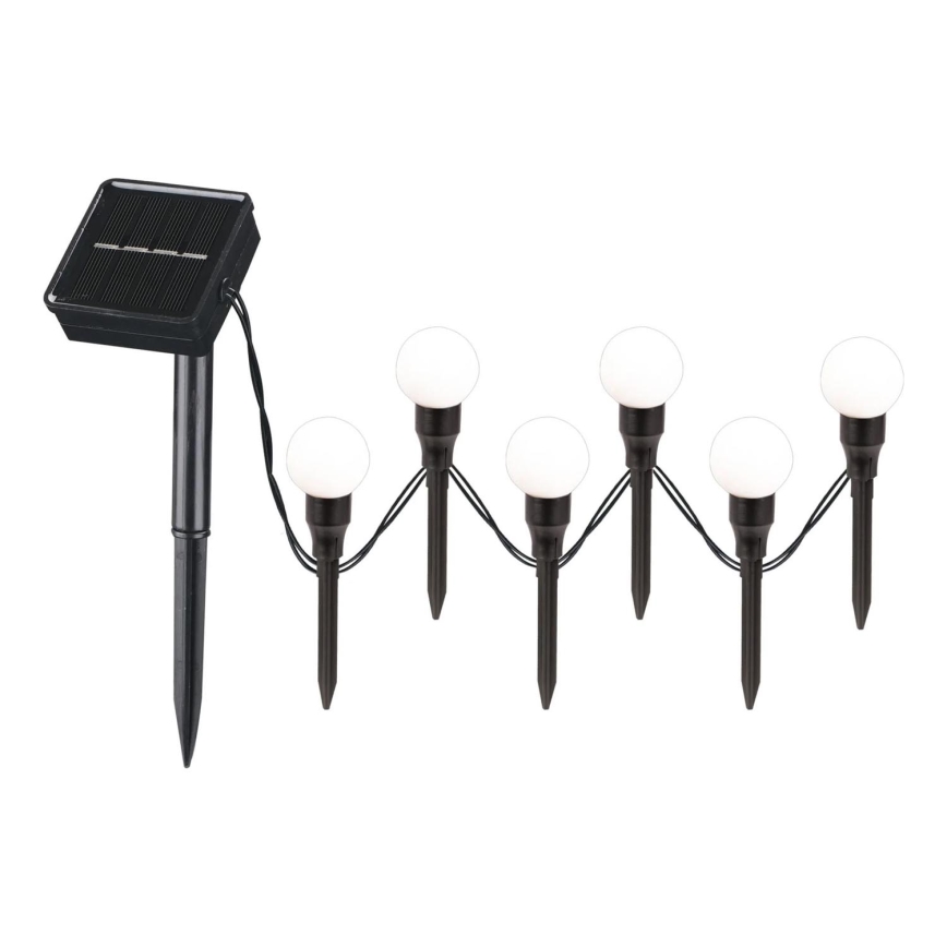 LED Solarno svetlo KULKI 6xLED/1,2V 600 mAh 4,3 m IP44 crno/bela
