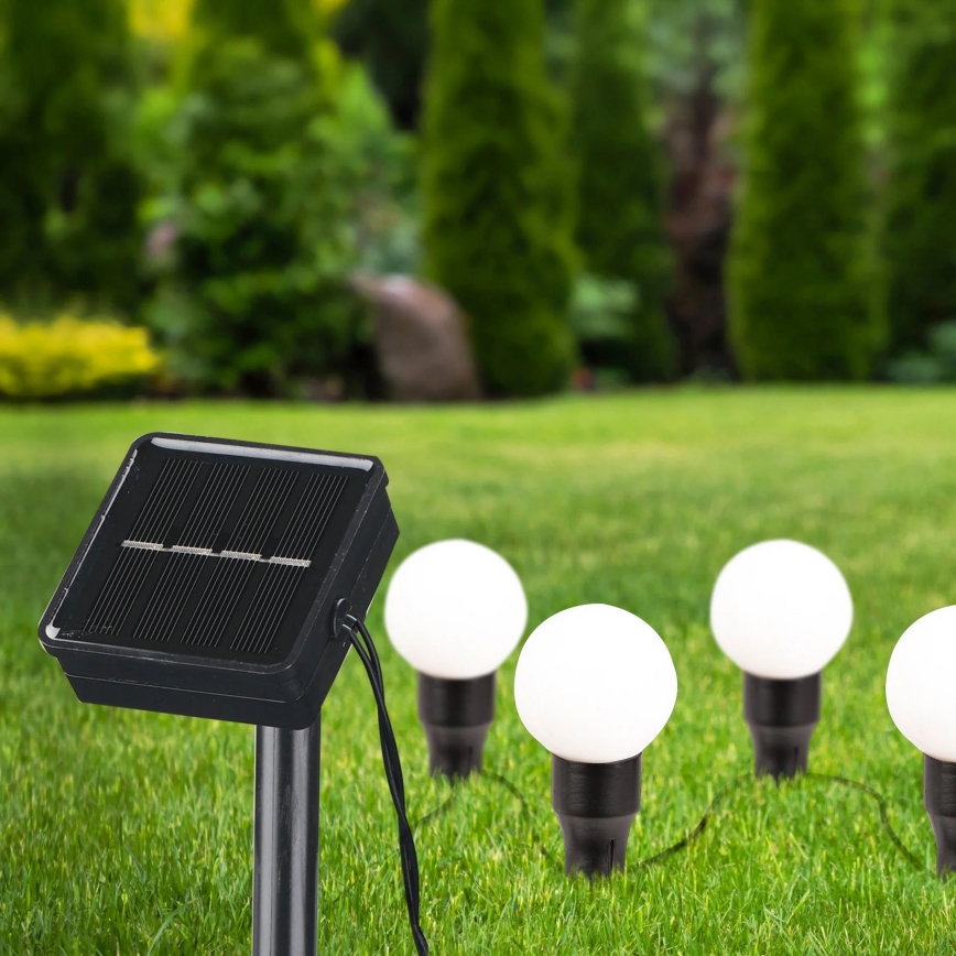 LED Solarno svetlo KULKI 6xLED/1,2V 600 mAh 4,3 m IP44 crno/bela