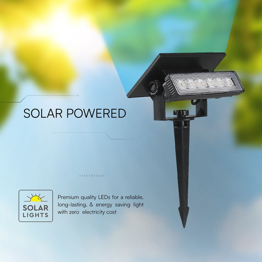 LED Solarno svetlo LED/0,9W/3,7V 3000K IP65 crno