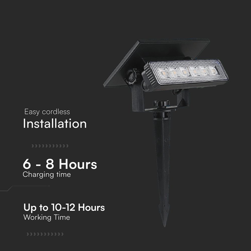 LED Solarno svetlo LED/0,9W/3,7V 3000K IP65 crno