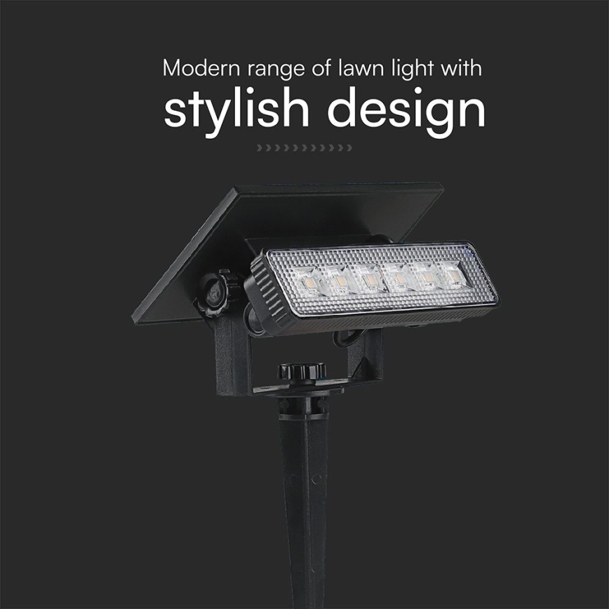 LED Solarno svetlo LED/0,9W/3,7V 3000K IP65 crno