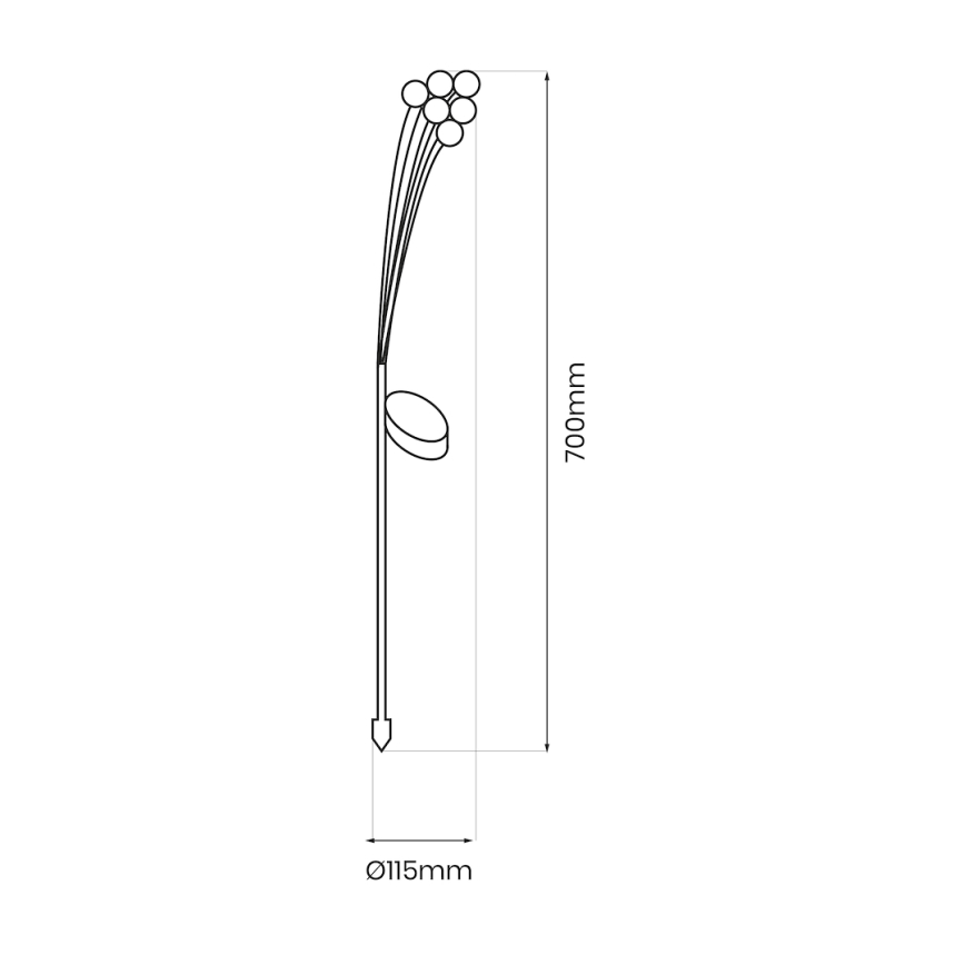 LED Solarno svetlo MULTI LED/0,06W/1,2V 150 mAh IP44 crno