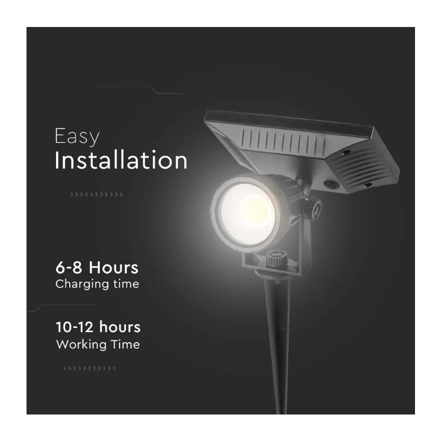 LED Solarno svetlo SPIKE LED/2W/5,5V IP65 3000K 1200 mAh