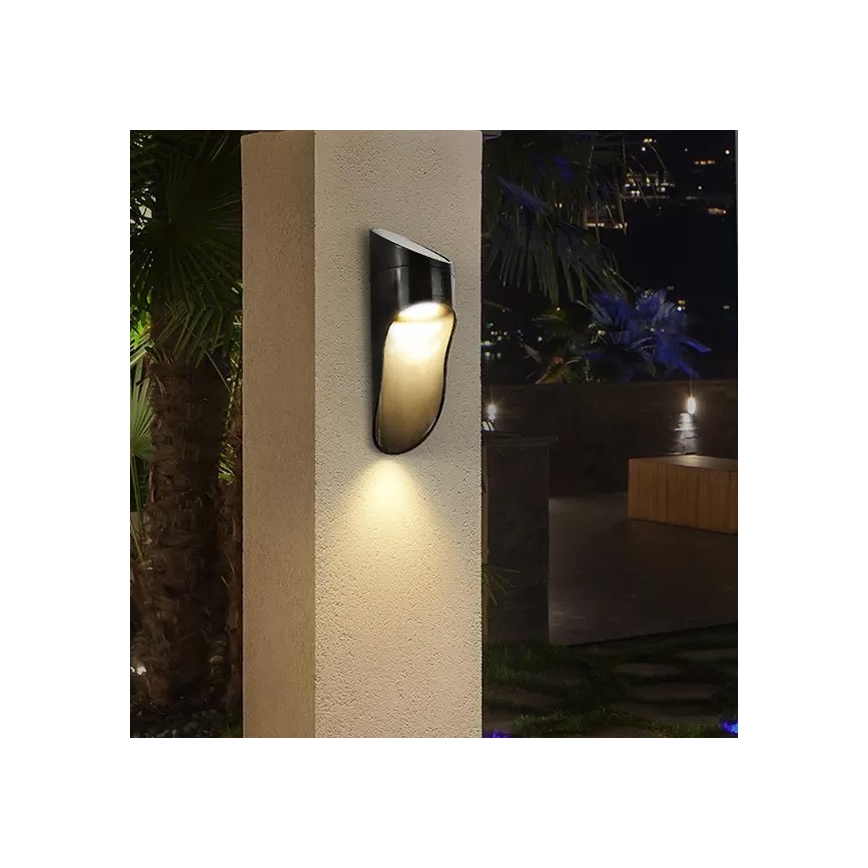 LED solarno zidno svetlo PALESA LED/1W/3,7V IP65 1800 mAh crna