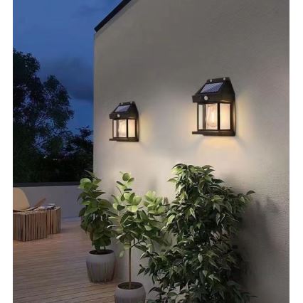 LED solarno zidno svetlo sa senzorom LANTER LED/1W/3,7V 1200 mAh IP44 crna