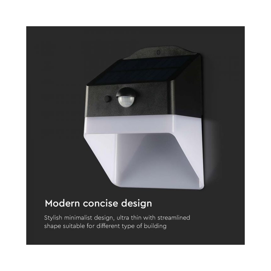 LED solarno zidno svetlo sa senzorom, LED/2W/3,7V, 4000K, IP65, 1200 mAh