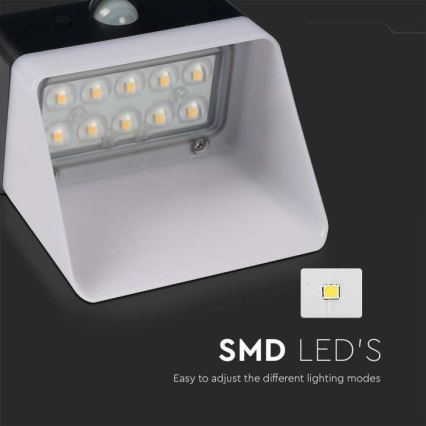 LED solarno zidno svetlo sa senzorom, LED/2W/3,7V, 4000K, IP65, 1200 mAh