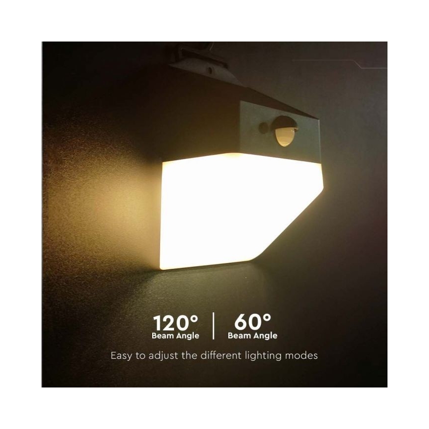 LED solarno zidno svetlo sa senzorom, LED/2W/3,7V, 4000K, IP65, 1200 mAh