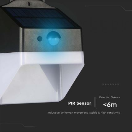 LED solarno zidno svetlo sa senzorom, LED/2W/3,7V, 4000K, IP65, 1200 mAh