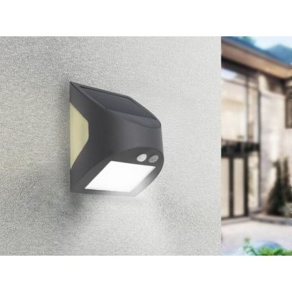 LED solarna zidna svetiljka sa senzorom LED/3W/3,7V 3000/4000K 1200 mAh IP54 antracit