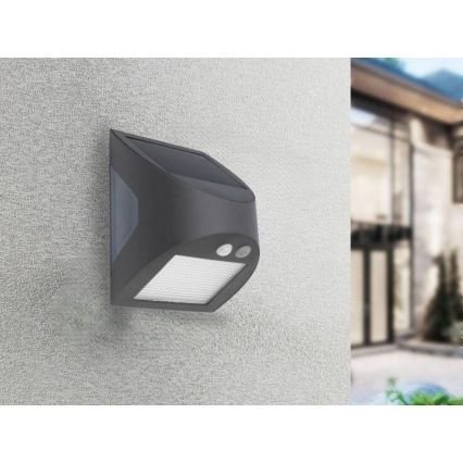 LED solarna zidna svetiljka sa senzorom LED/3W/3,7V 3000/4000K 1200 mAh IP54 antracit