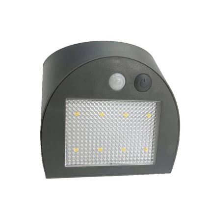 LED solarna zidna svetiljka sa senzorom LED/3W/3,7V 3000/4000K 1200 mAh IP54 antracit