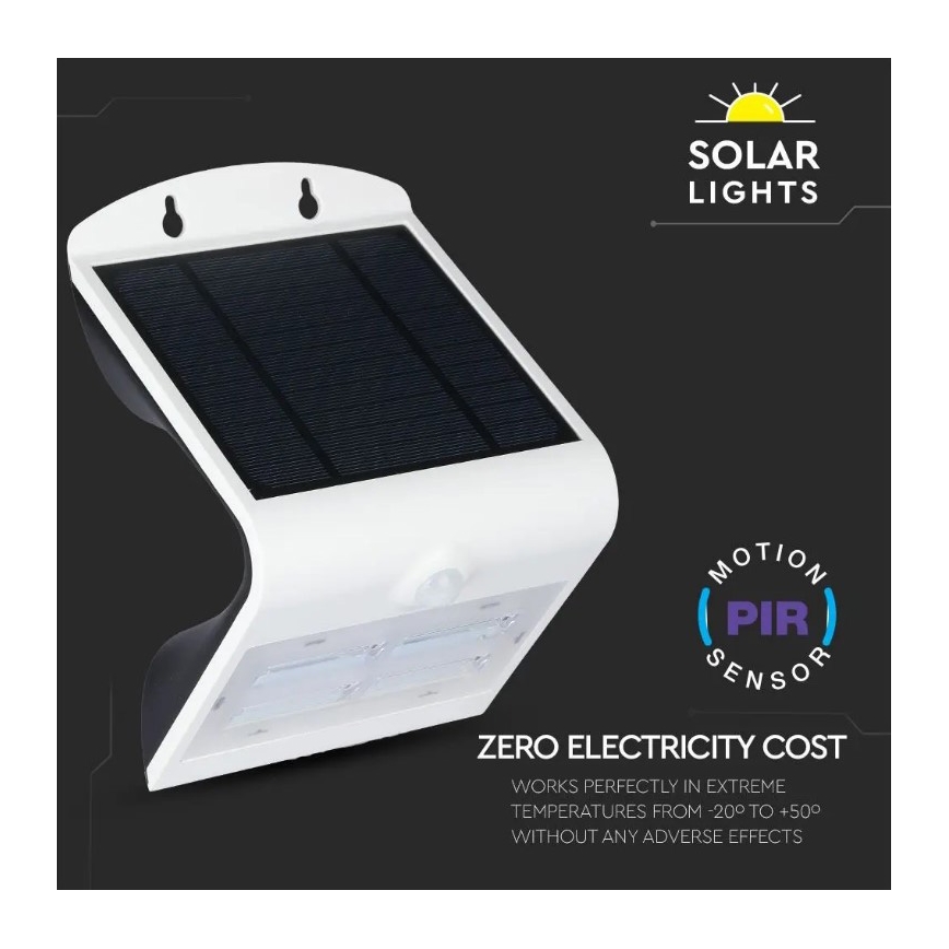 LED solarno zidno svetlo sa senzorom LED/3W/3,7V 3000/4000K IP65 2000 mAh belo