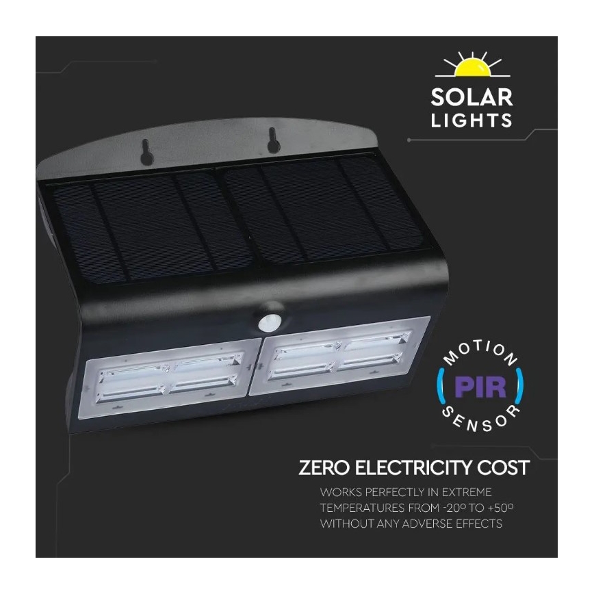 LED solarno zidno svetlo sa senzorom LED/7W/3,7V 4000K IP65 4000 mAh crna