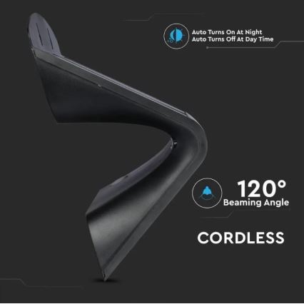 LED solarno zidno svetlo sa senzorom LED/7W/3,7V 4000K IP65 4000 mAh crna