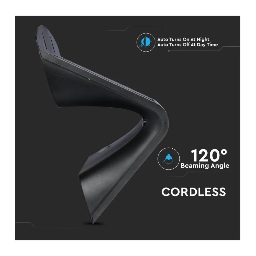 LED solarno zidno svetlo sa senzorom LED/7W/3,7V 4000K IP65 4000 mAh crna