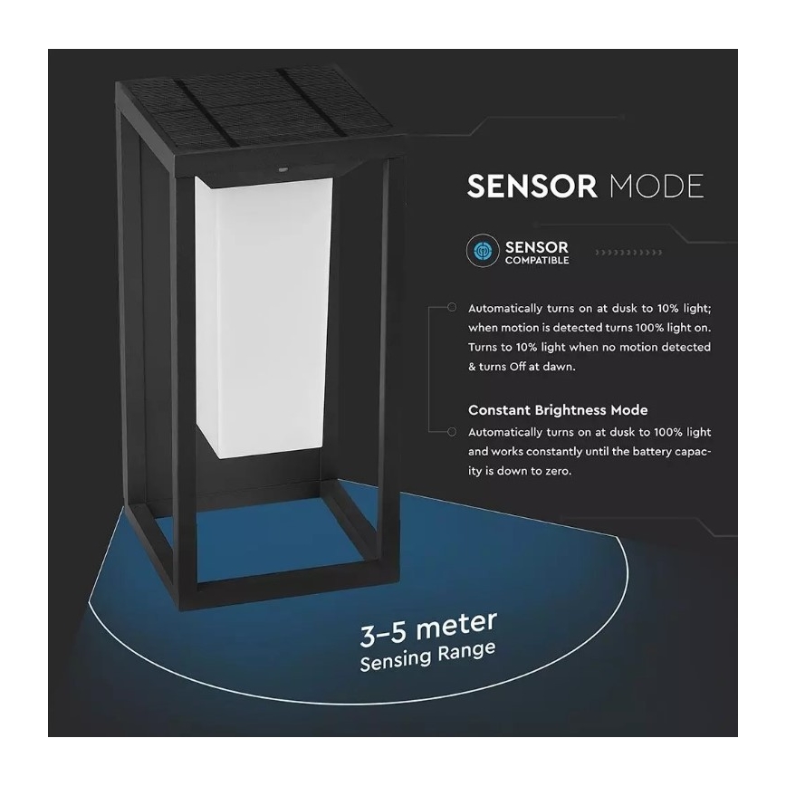 LED solarno zidno svetlo sa senzorom SAMSUNG čip LED/2W/3,7V IP65 2600 mAh