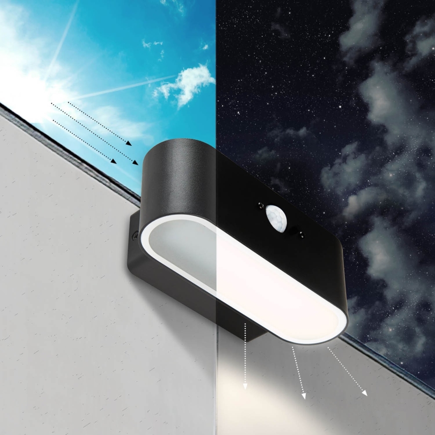 LED solarno zidno svetlo sa senzorom SOLARIS2 LED/2,5W/3,7V 4000K IP44