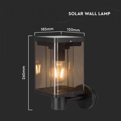 LED spoljašnje solarno zidno svetlo sa senzorom LED/2,5W/3,7V 3000K IP54 2000 mAh