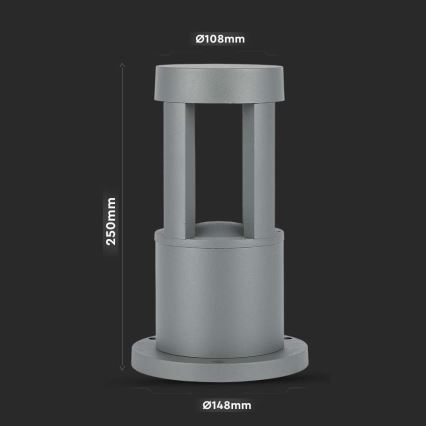 LED Spoljašnja lampa LED/10W/230V 25cm 6400K IP65 siva