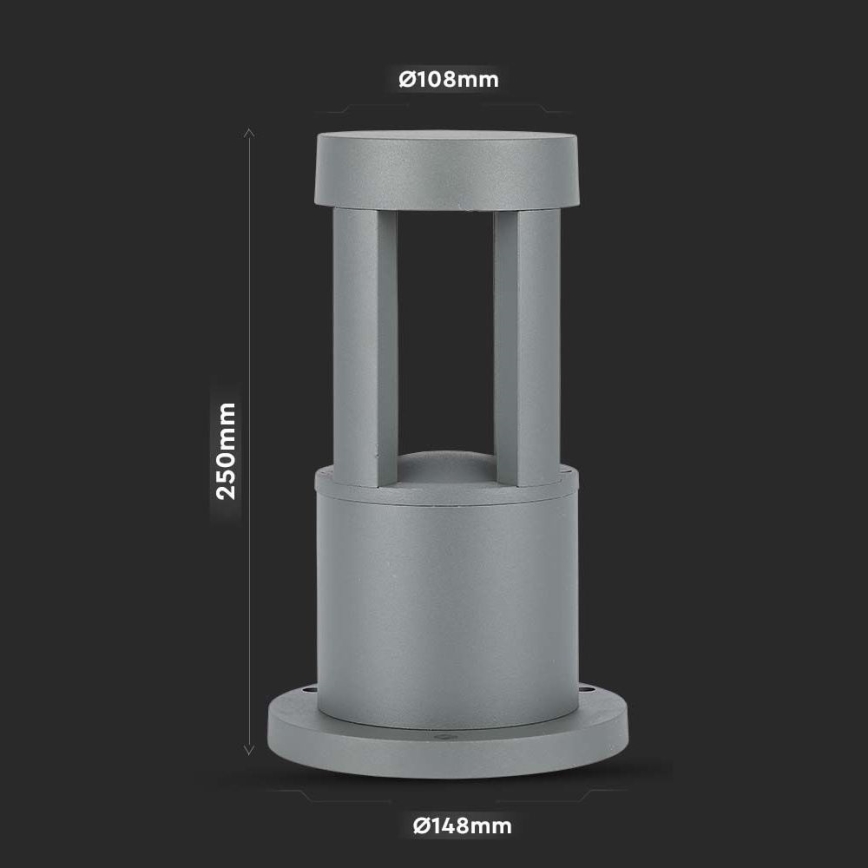 LED Spoljašnja lampa LED/10W/230V 25cm 6400K IP65 siva