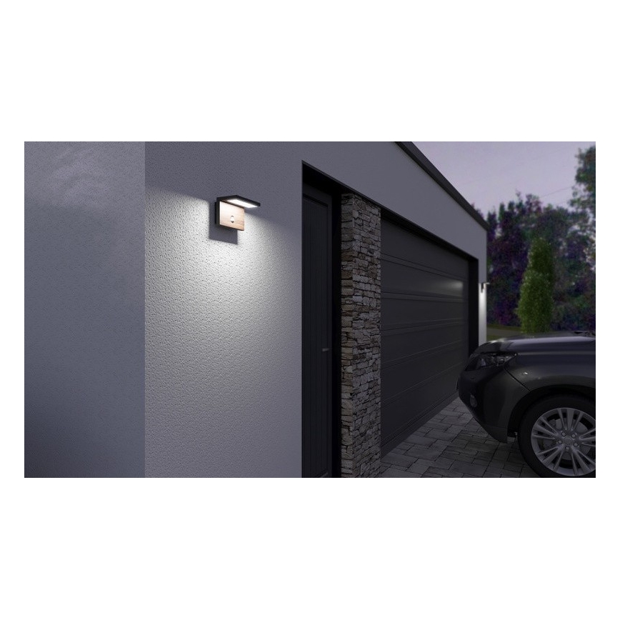 LED Zidno spoljašnje osvetljenje sa senzorom NATURA LED/12W/230V 4000K IP54 braon/antracit