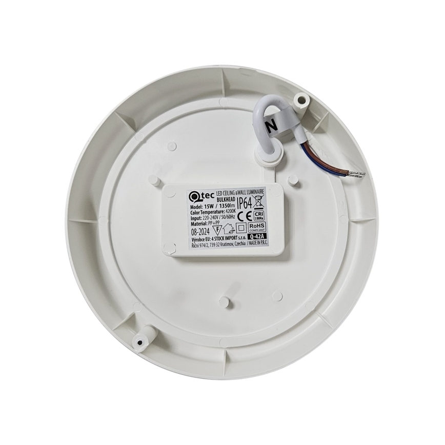 LED Spoljašnja plafonjera LED/15W/230V 4200K pr. 15,5 cm IP64 bela