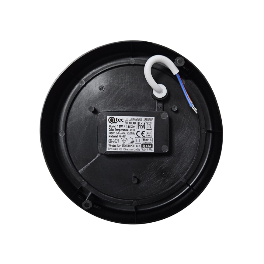 LED Spoljašnja plafonjera LED/15W/230V 4200K pr. 15,5 cm IP64 crno