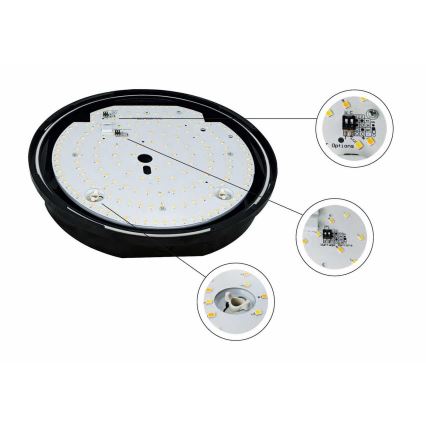 LED Prigušiva spoljašnja plafonjera STROPY LED/12/15/18/22W/230V 3000/4000/6000K IP65 crno