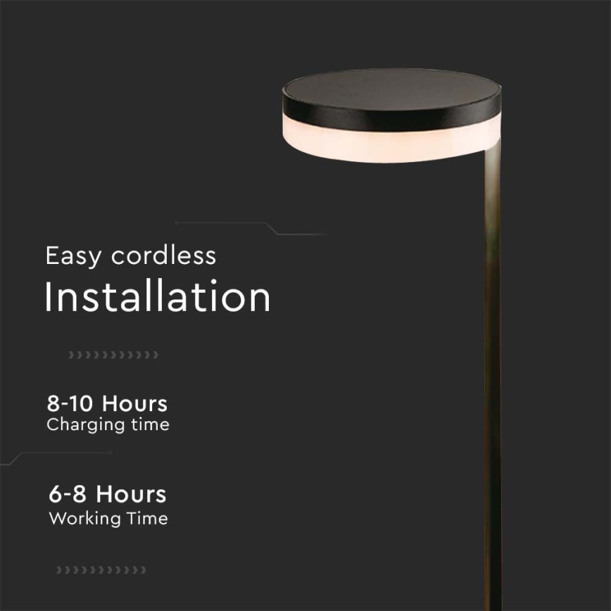 LED Spoljašnja solarna lampa LED/2W/3,7V 3000K IP54 crno