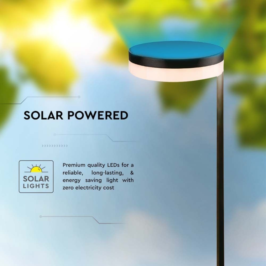 LED Spoljašnja solarna lampa LED/2W/3,7V 3000K IP54 crno