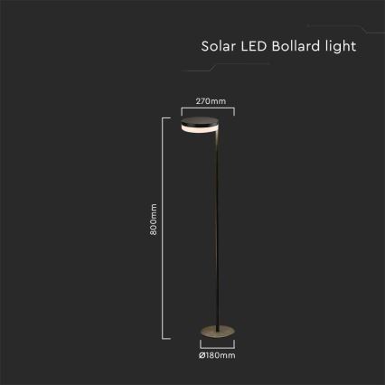 LED Spoljašnja solarna lampa LED/2W/3,7V 3000K IP54 crno