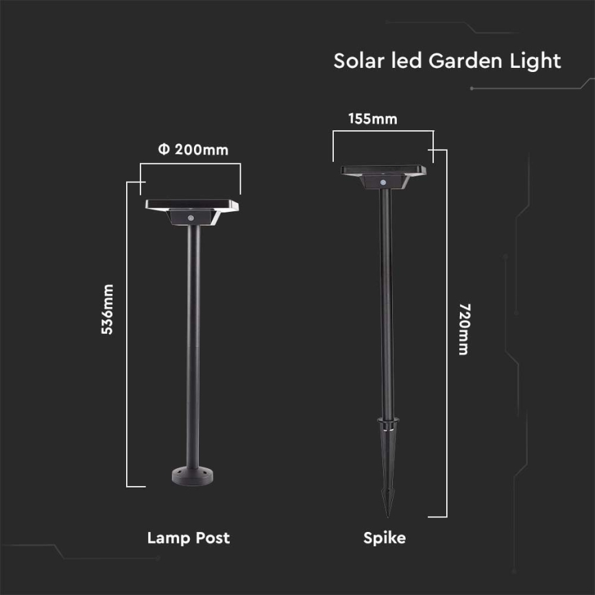 LED Spoljašnja solarna lampa 2u1 LED/2W/3,7V IP65 3000/4000/6500K