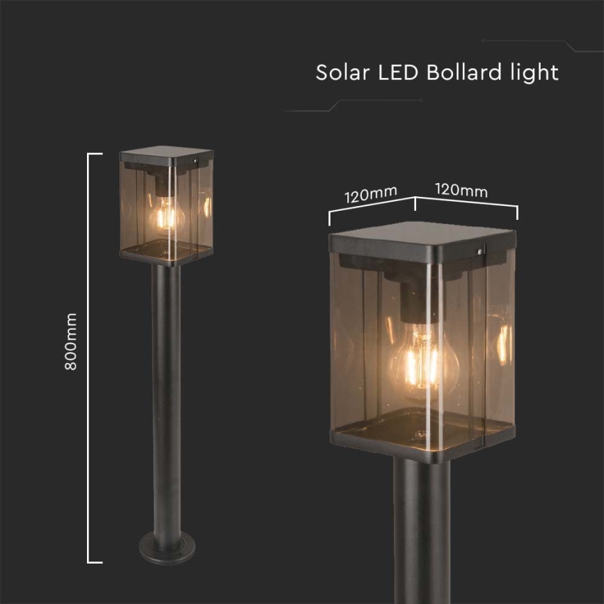 LED Spoljašnja solarna lampa sa senzorom LED/2,5W/3,7V 3000K IP54 crno
