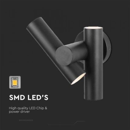 LED spoljašnje zidno fleksibilno spot svetlo 2xLED/3W/230V 4000K IP44 crno