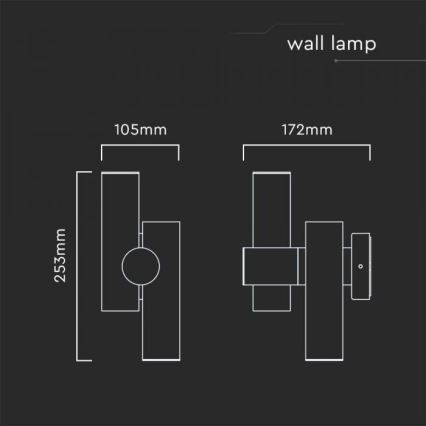 LED spoljašnje zidno fleksibilno spot svetlo 2xLED/3W/230V 4000K IP44 crno