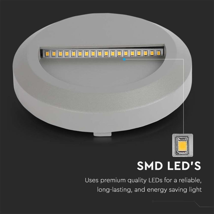 LED Spoljašnje osvetljenje za stepenište LED/2W/230V IP65 3000K sivo