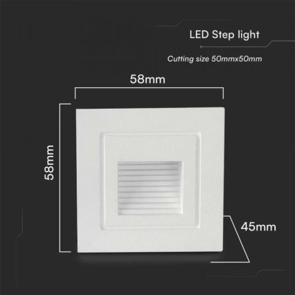 LED Spoljašnje osvetljenje za stepenište LED/3W/230V 3000K IP65 bela