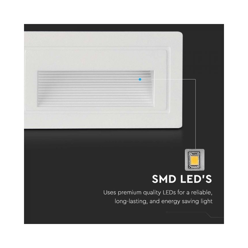 LED Spoljašnje osvetljenje za stepenište LED/3W/230V 3000K IP65 bela