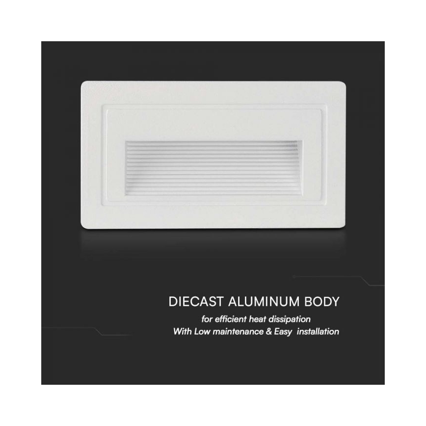 LED Spoljašnje osvetljenje za stepenište LED/3W/230V 3000K IP65 bela