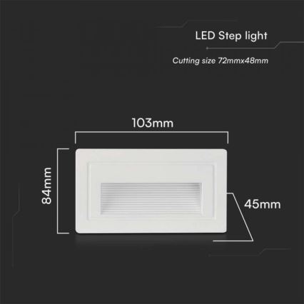 LED Spoljašnje osvetljenje za stepenište LED/3W/230V 3000K IP65 bela