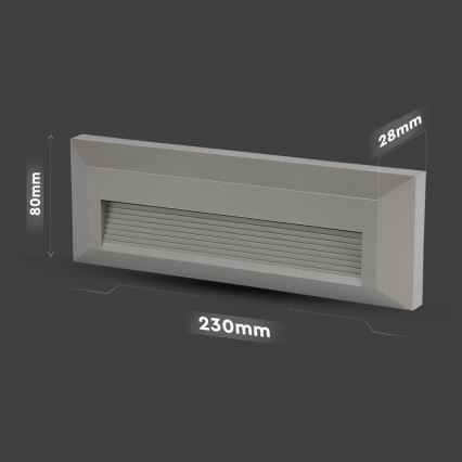 LED Spoljašnje osvetljenje za stepenište LED/3W/230V 4000K IP65 sivo