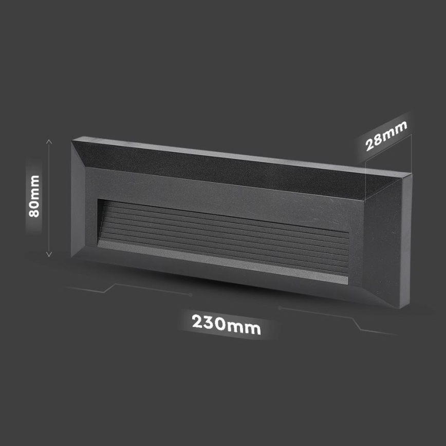 LED Spoljašnje osvetljenje za stepenište LED/3W/230V IP65 3000K crno